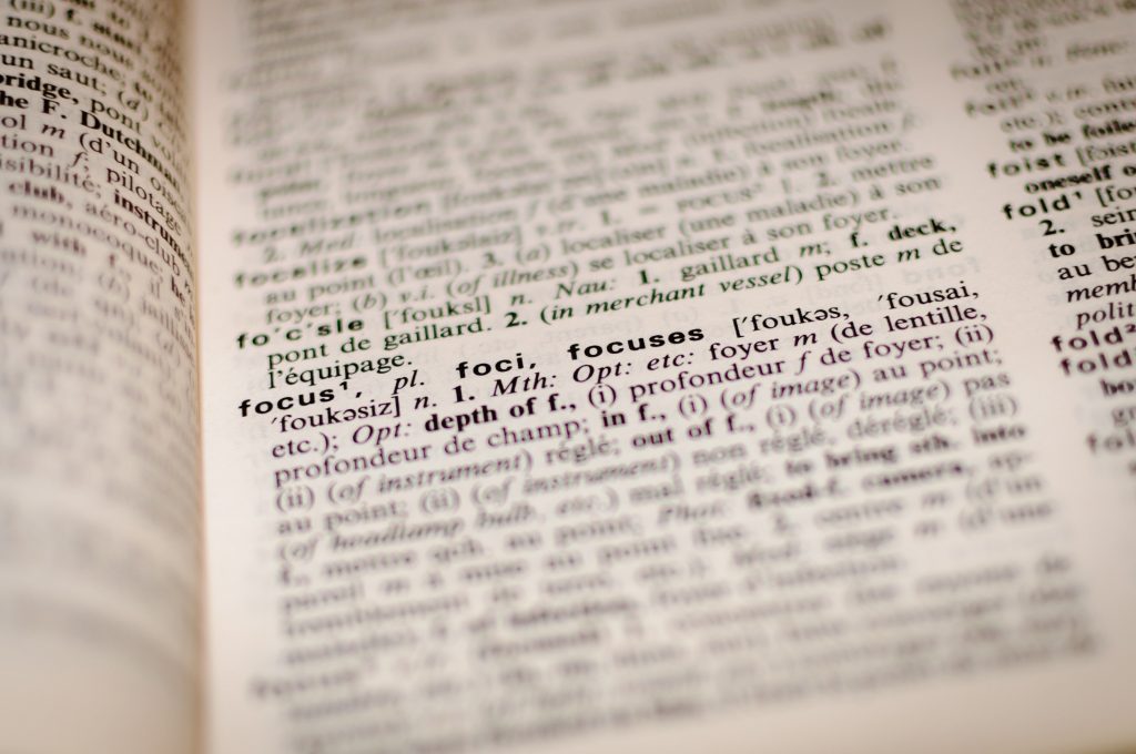 dictionary text editing focus